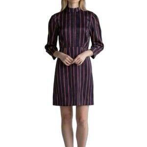 NWT Sandro Respect Striped Satin Mini Dress Women's Size 4 (Medium) Designer